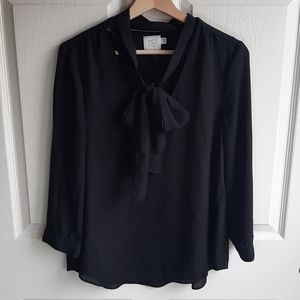 HD In Paris Black Astral Tie Neck Top Shirt Size 6